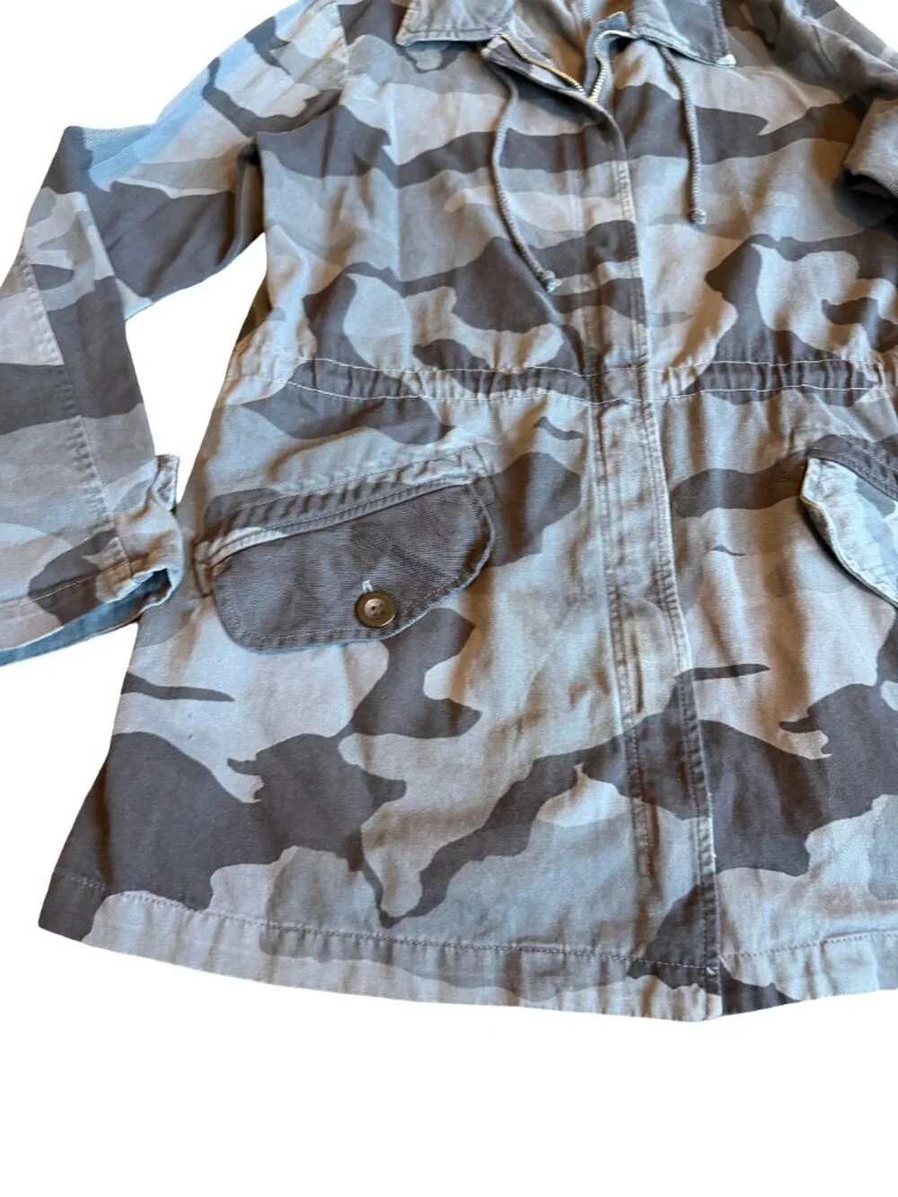 Monrow Black Grey Camo Print Jacket Utility Streetwear 100% Cotton Size Medium